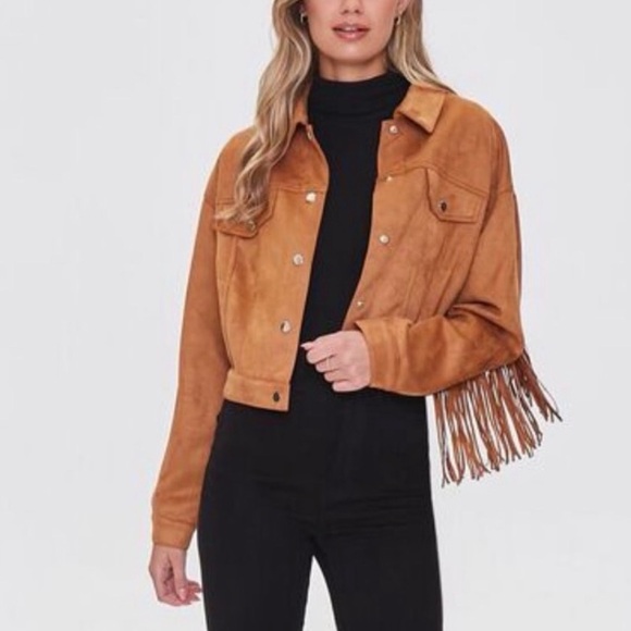 Forever 21 Brown Suede Fringe Moto Jacket - Picture 3 of 5